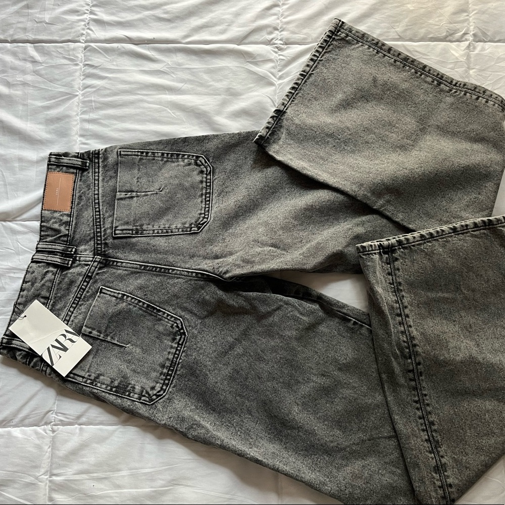 ZARA JEANS HIGH WAIST WIDE LEG ACID WASH
